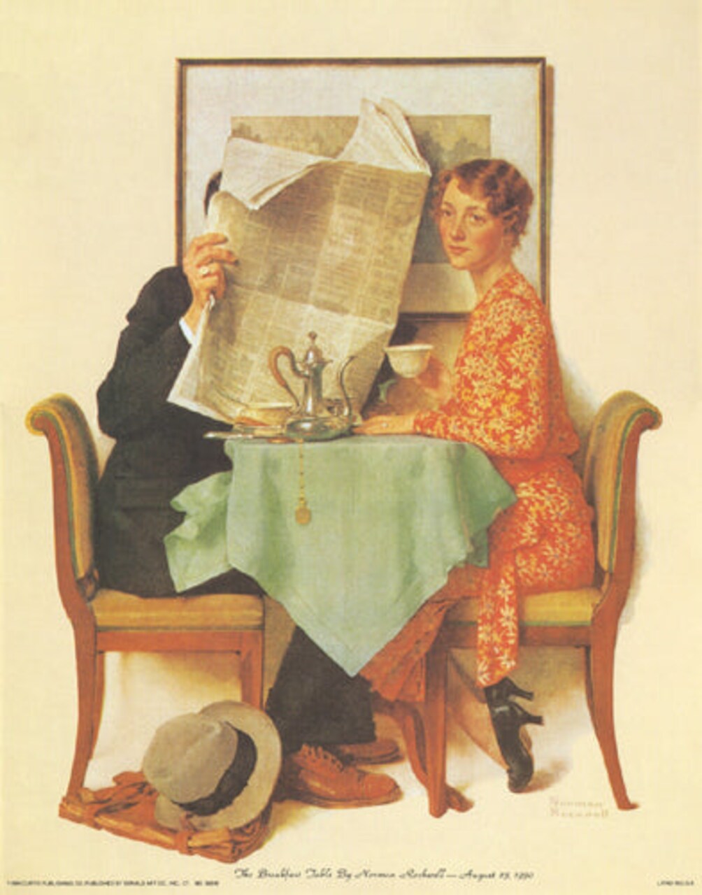 The Breakfast Table by Norman Rockwell Wall Art Décor 14 x 11 Art Print